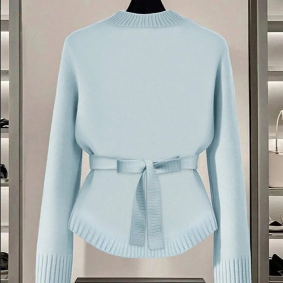 Blue Casual Women's button clousure knit Sweater - Picture 2 of 7